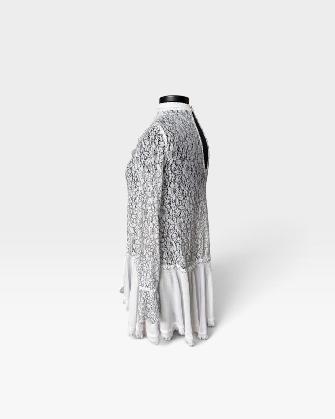 Free People Tell Tale Tunic Dress Size XS White Lace boho Long Sleeve 7