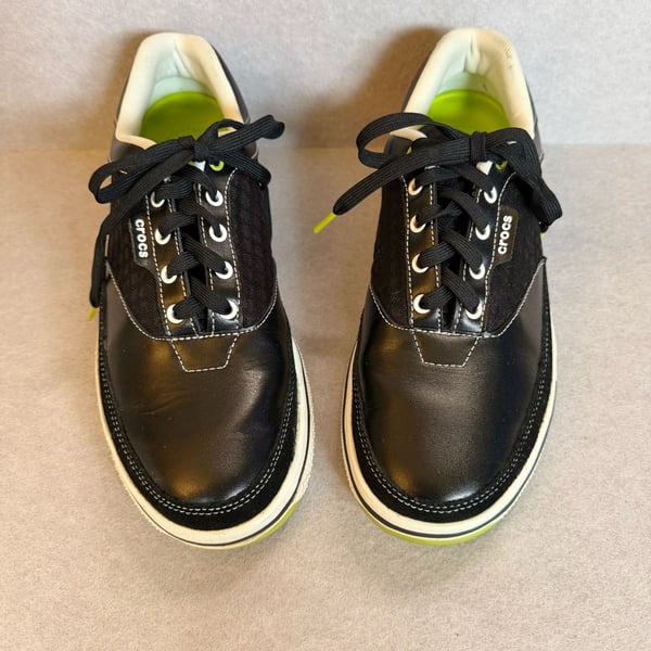 Crocs Men’s 9 Drayden 2.0 Golf Shoes 15159 Black Green Spikeless Lace Up