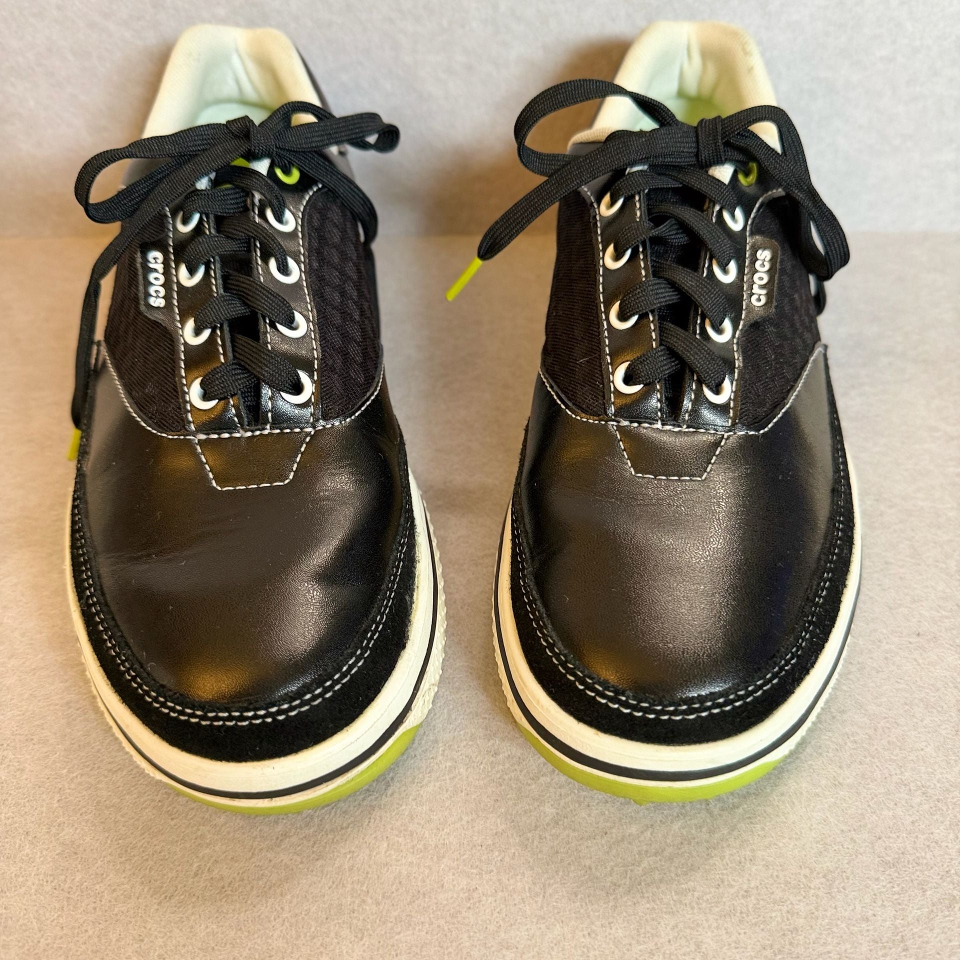 Crocs Men’s 9 Drayden 2.0 Golf Shoes 15159 Black Green Spikeless Lace Up 3