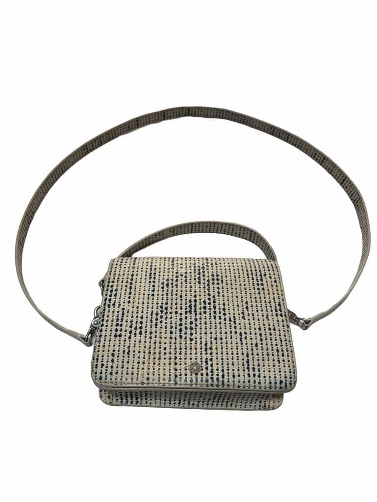 Preppy Dagne Dover Leather Crossbody Bag with Rare Seasonal Blue White Dotted Print Leather 2