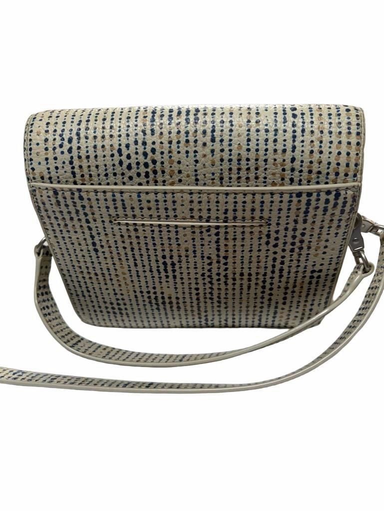 Preppy Dagne Dover Leather Crossbody Bag with Rare Seasonal Blue White Dotted Print Leather 3