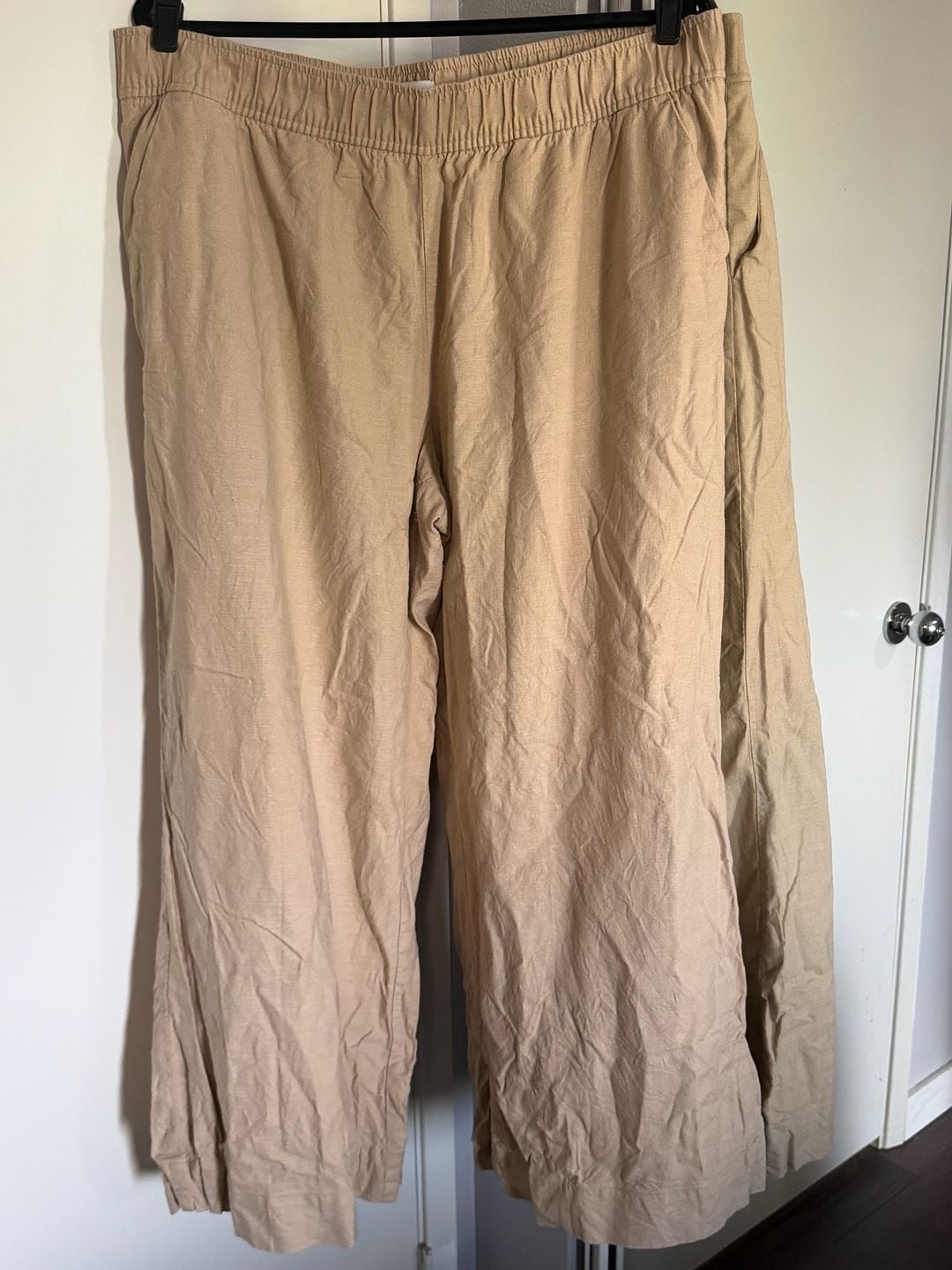 ON 34TH Pull-On Wide Leg Pants Size 1X Beige Linen Blend 2