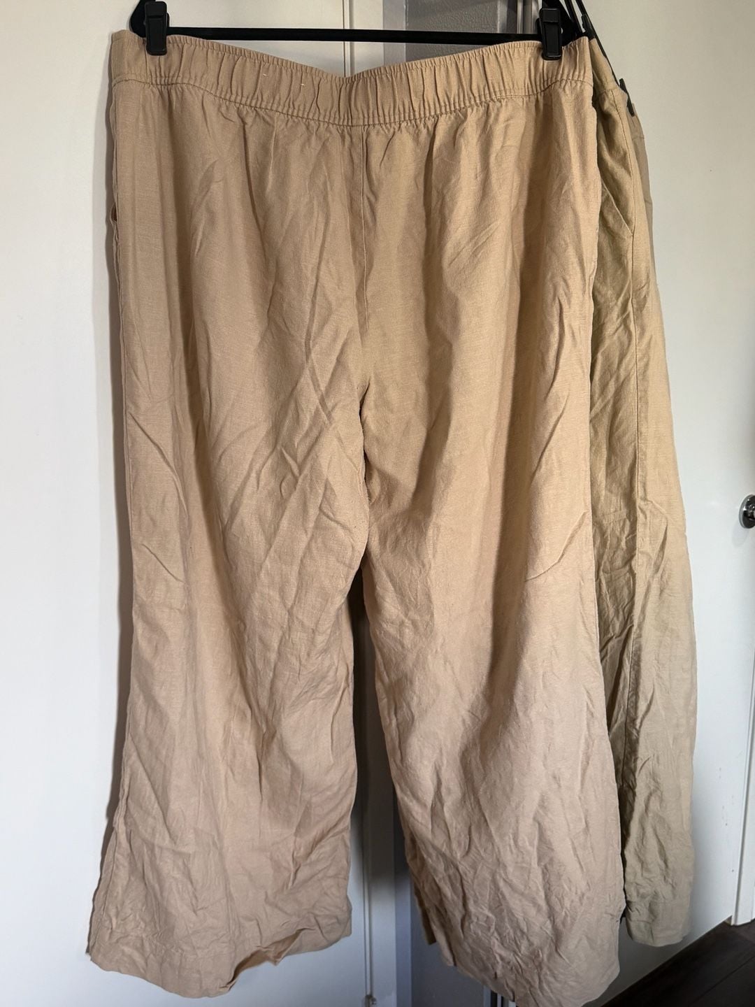 ON 34TH Pull-On Wide Leg Pants Size 1X Beige Linen Blend 3