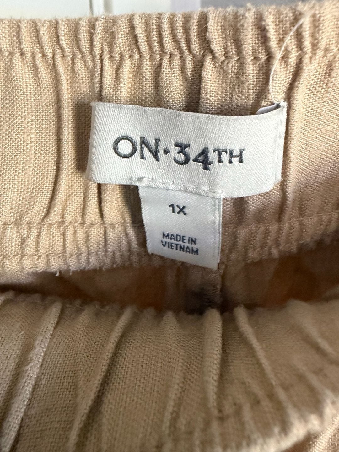 ON 34TH Pull-On Wide Leg Pants Size 1X Beige Linen Blend 4