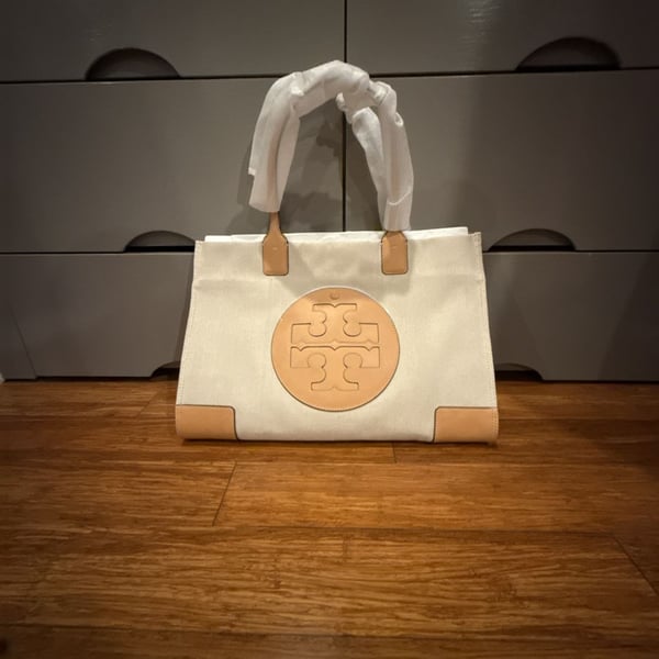 Tory Burch Ella Canvas Tote Size large Natural
