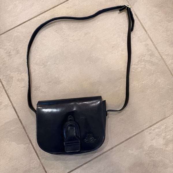 Maraolo Original Leather Crossbody Bag Dark Blue Vintage