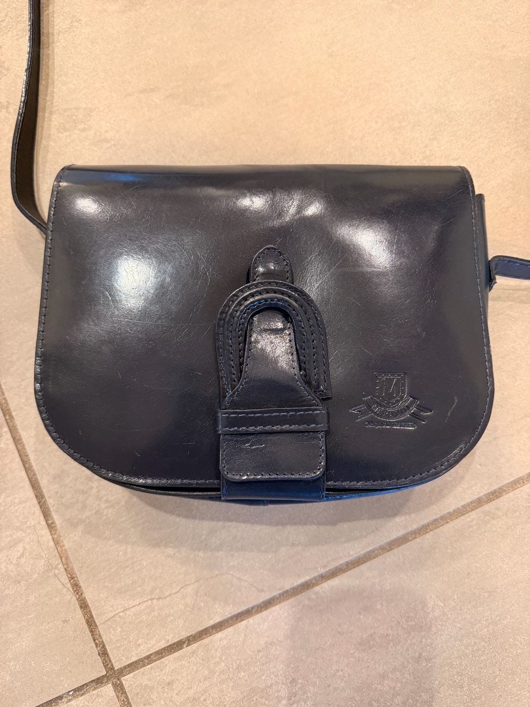 Maraolo Original Leather Crossbody Bag Dark Blue Vintage 3