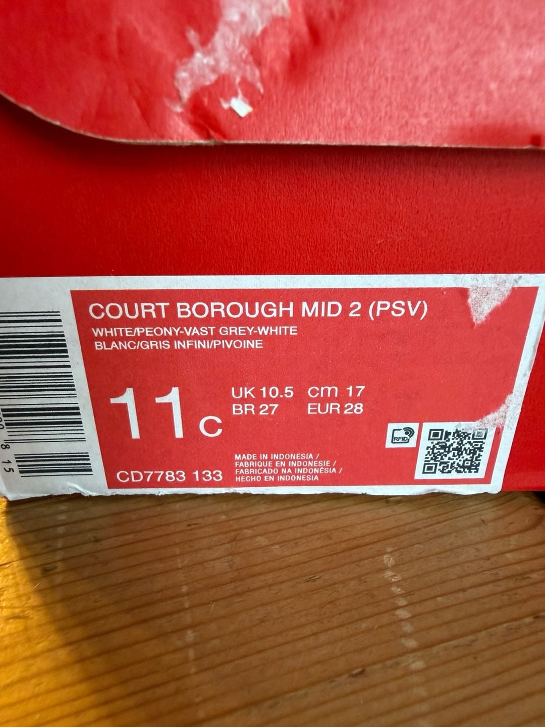 Nike Court Borough Mid 2 Size 11C White Pink 8