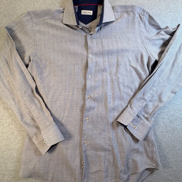 Vercini Long Sleeve Button Up Shirt Size L Gray Cotton Geometric