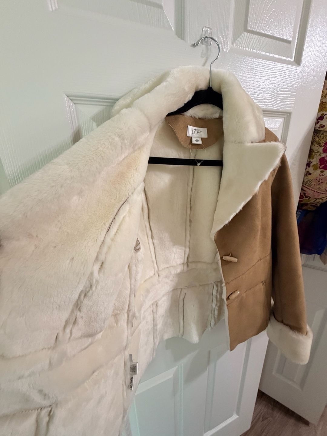 Ann Taylor Loft Faux Fur Suede Coat Size 6 Camel 7