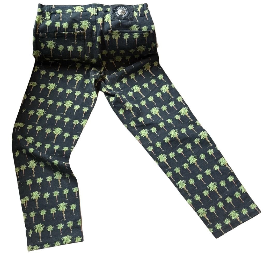 Versace Jeans Couture Palm Tree Print Pants Size 31 45 Black Green 7