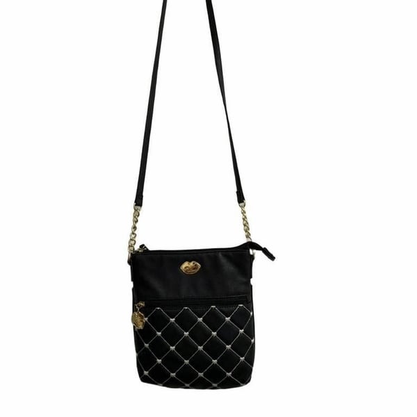 Luv Betsey by Betsey Johnson Quilted Crossbody Purse Black Gold
