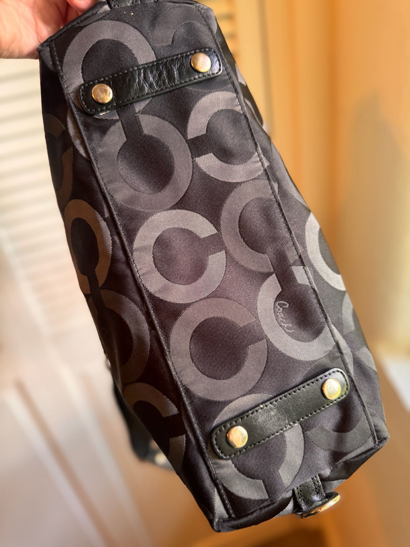 Coach Madison Op Art 13861 Satchel Black Grey 2-Way Handbag 7