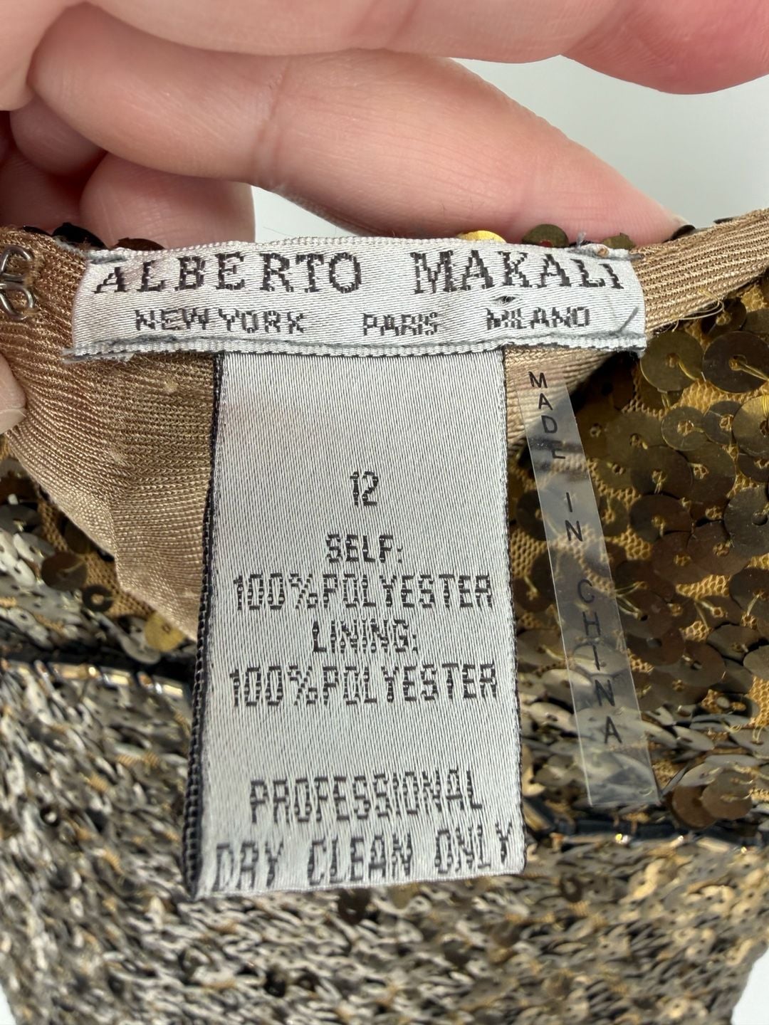 Alberto Makali Size 12 Gold Sequin Homecoming Cocktail Party Dress Y2K Glam 4