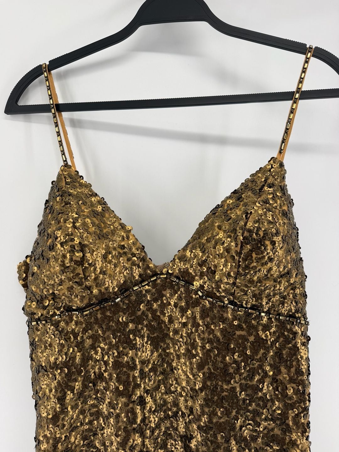 Alberto Makali Size 12 Gold Sequin Homecoming Cocktail Party Dress Y2K Glam 6
