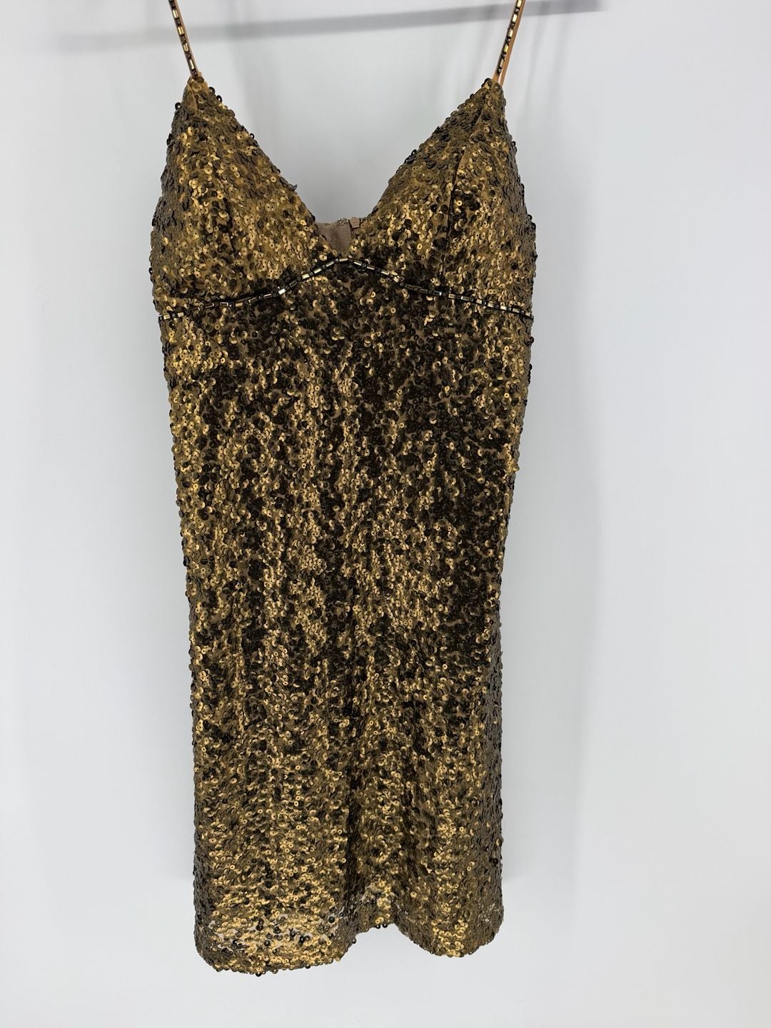 Alberto Makali Size 12 Gold Sequin Homecoming Cocktail Party Dress Y2K Glam 9