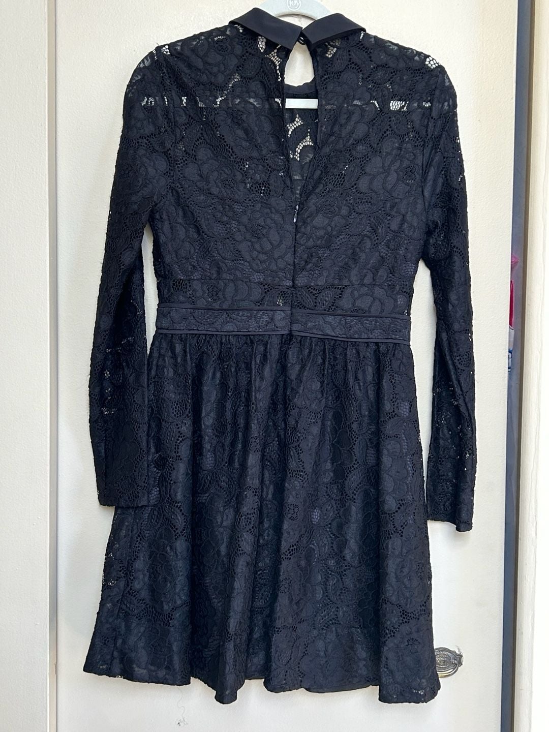NWT Likely Fillmore Dress Size 8 Black Lace Long Sleeve Collared Mini 7