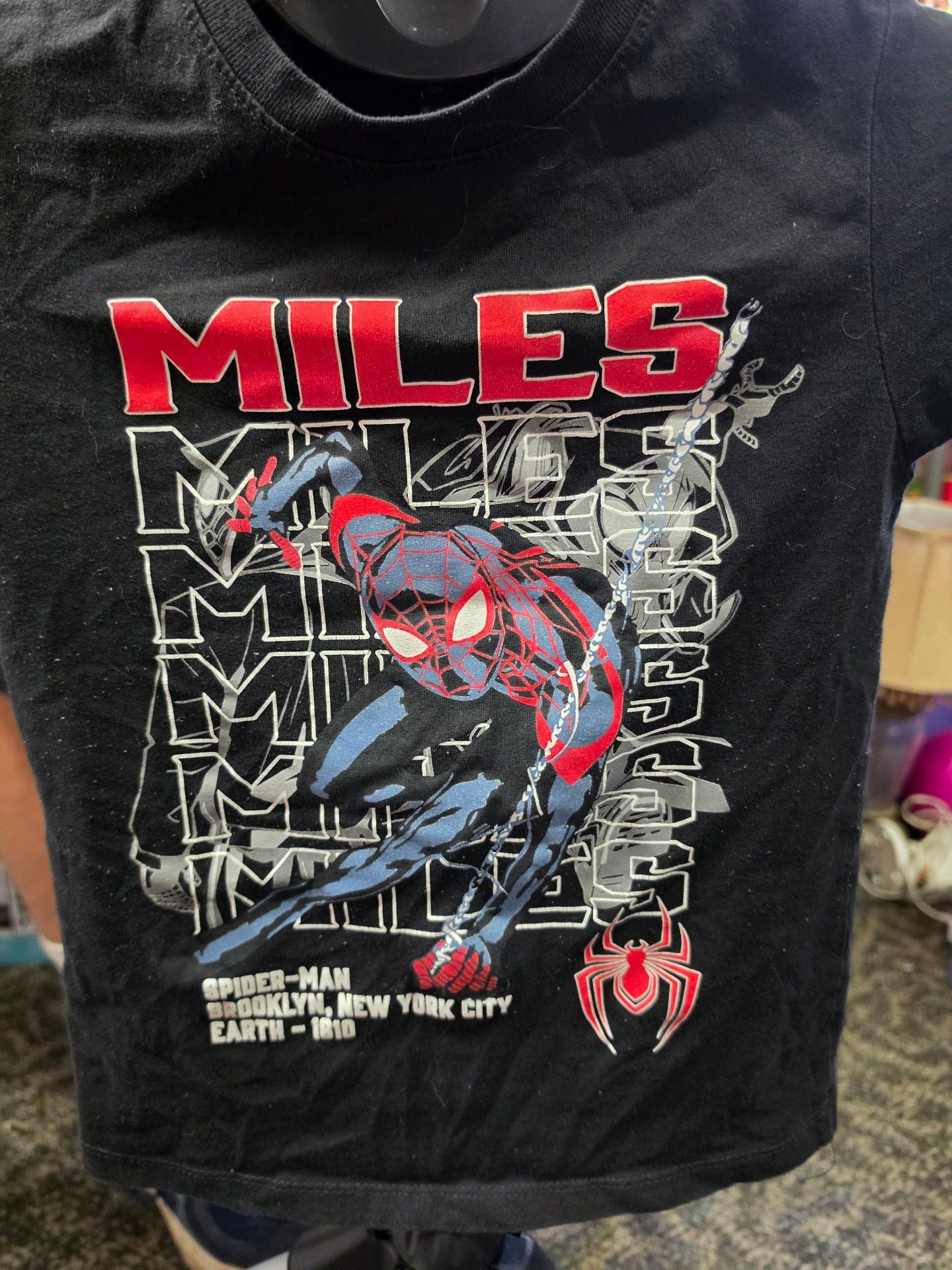 Marvel Miles Morales Graphic T-Shirt Size XS 4/5 Black 2