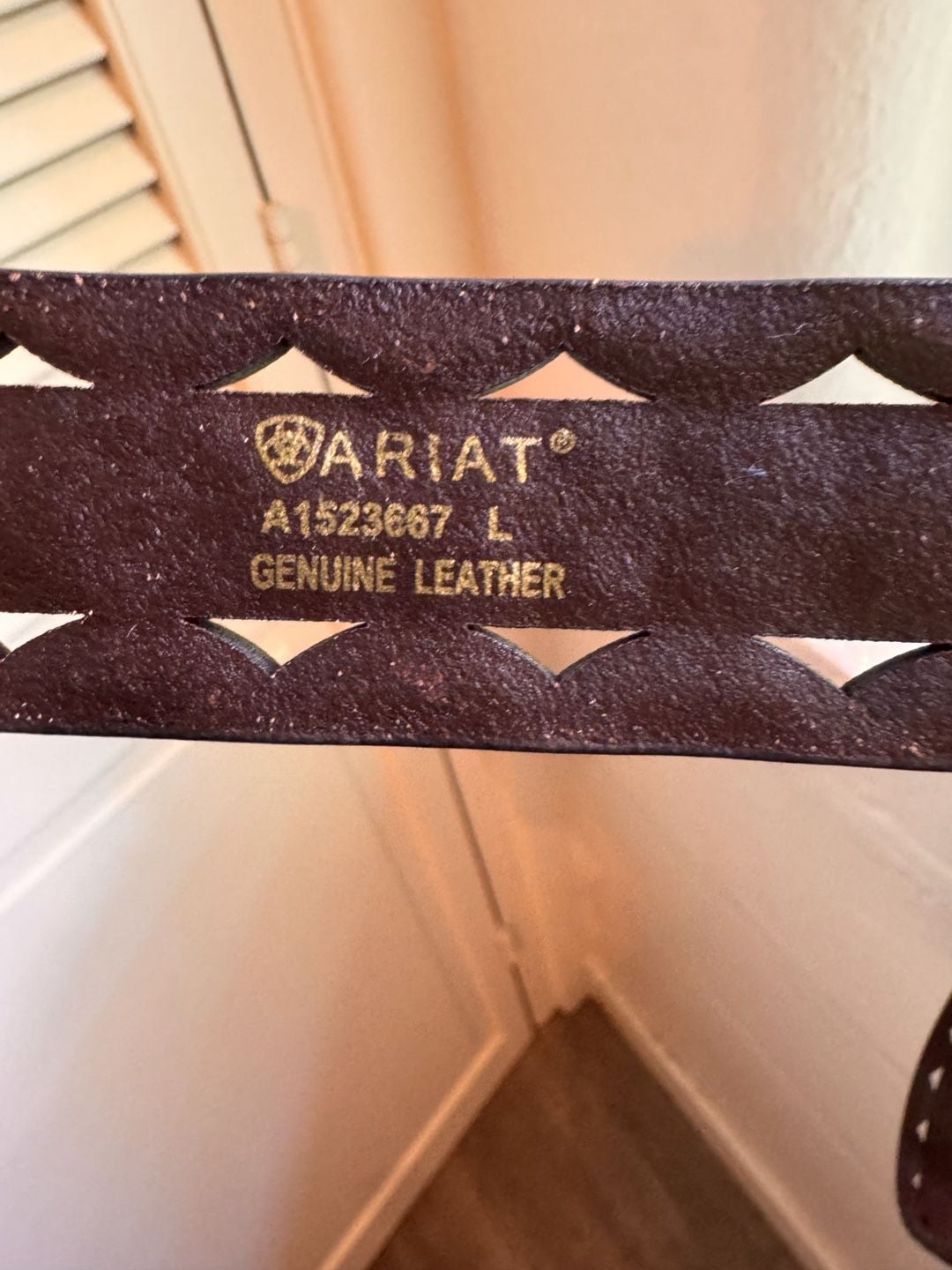 Ariat Concho Cutout Leather Belt Size L Brown Western Tooled 2