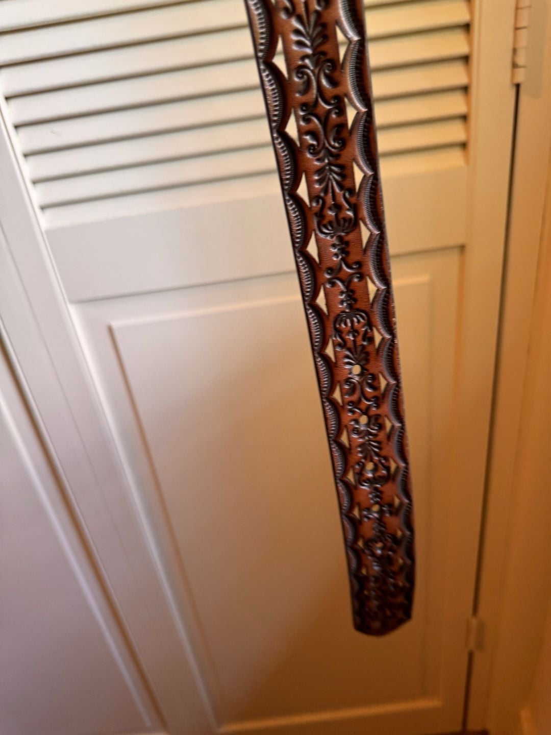 Ariat Concho Cutout Leather Belt Size L Brown Western Tooled 4