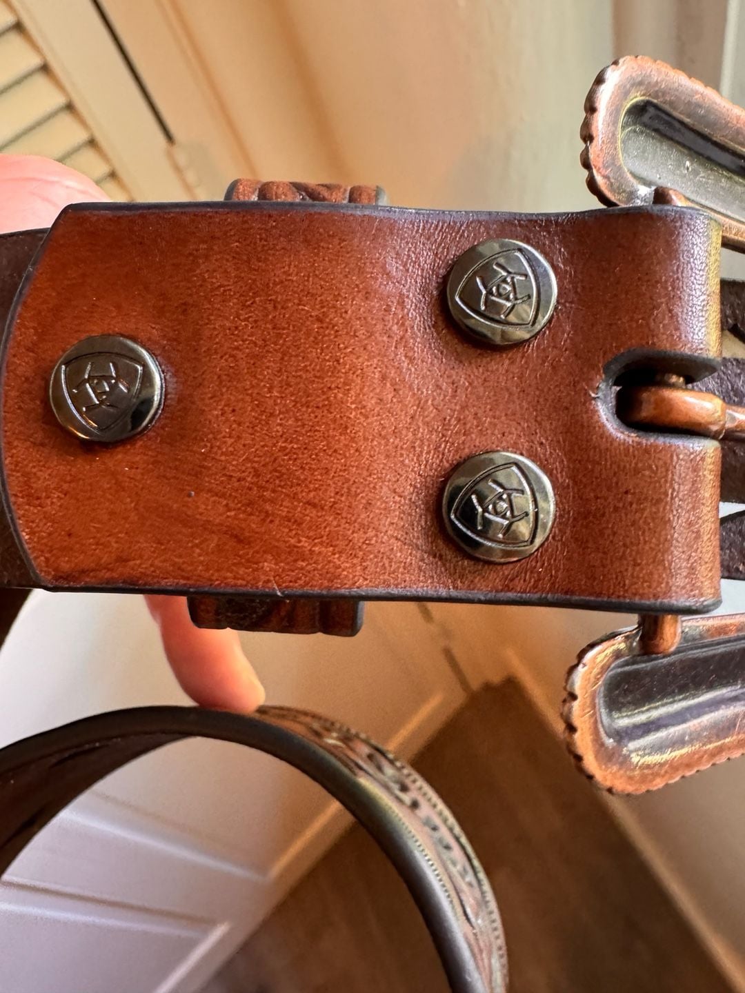 Ariat Concho Cutout Leather Belt Size L Brown Western Tooled 6