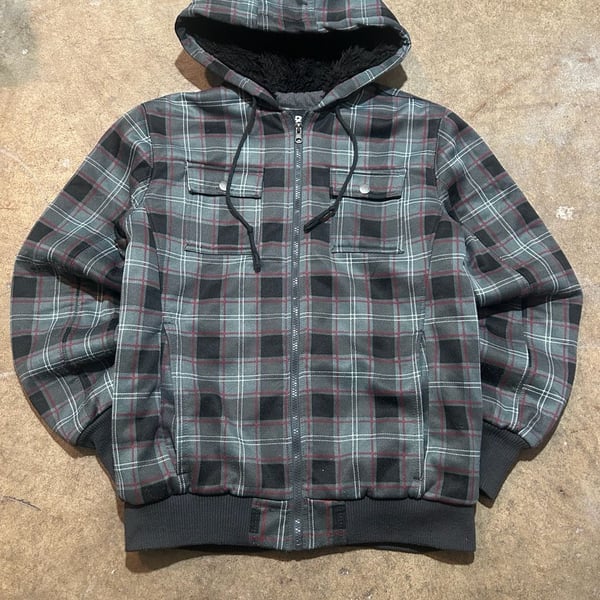 Carbon Sherpa Lined Plaid Hooded Jacket