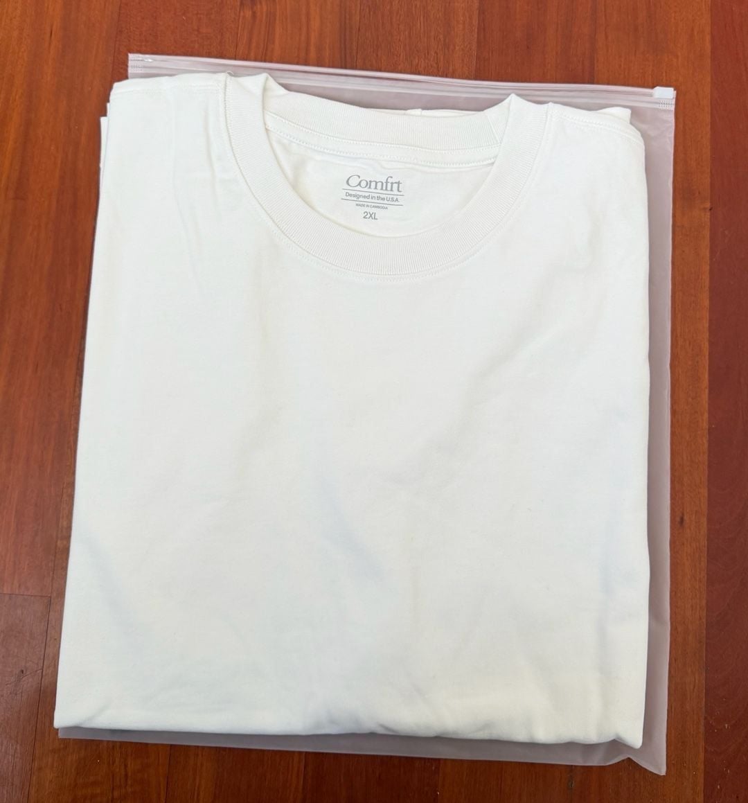 Comfrt Logo T-Shirt Size 2XL White Cotton Heavyweight Tee 4