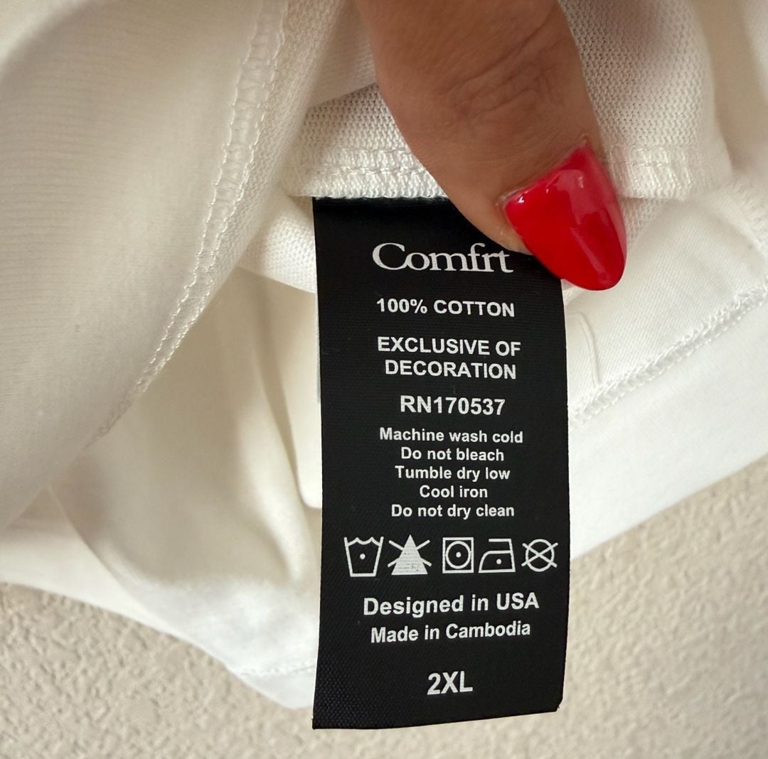 Comfrt Logo T-Shirt Size 2XL White Cotton Heavyweight Tee 5