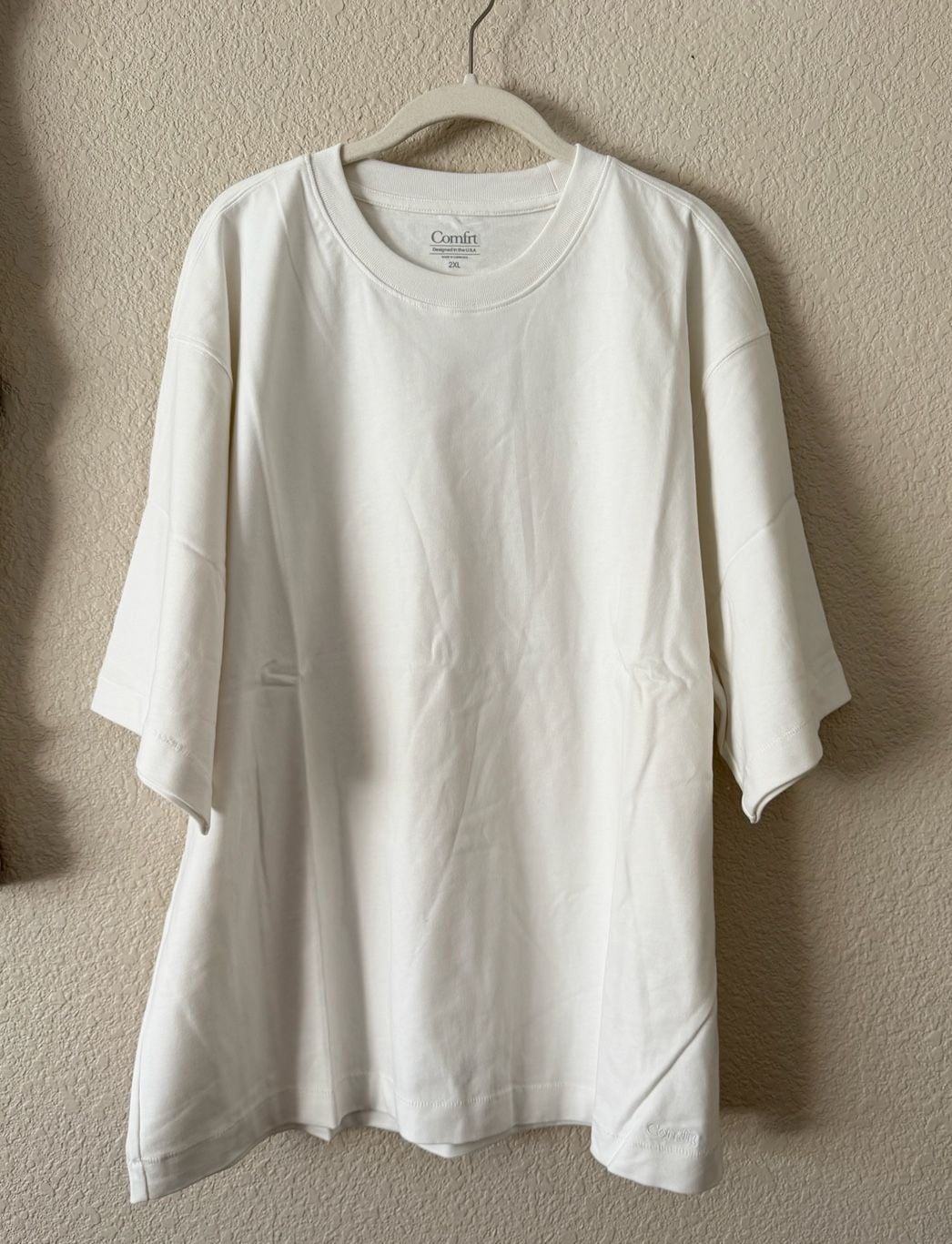 Comfrt Logo T-Shirt Size 2XL White Cotton Heavyweight Tee 8