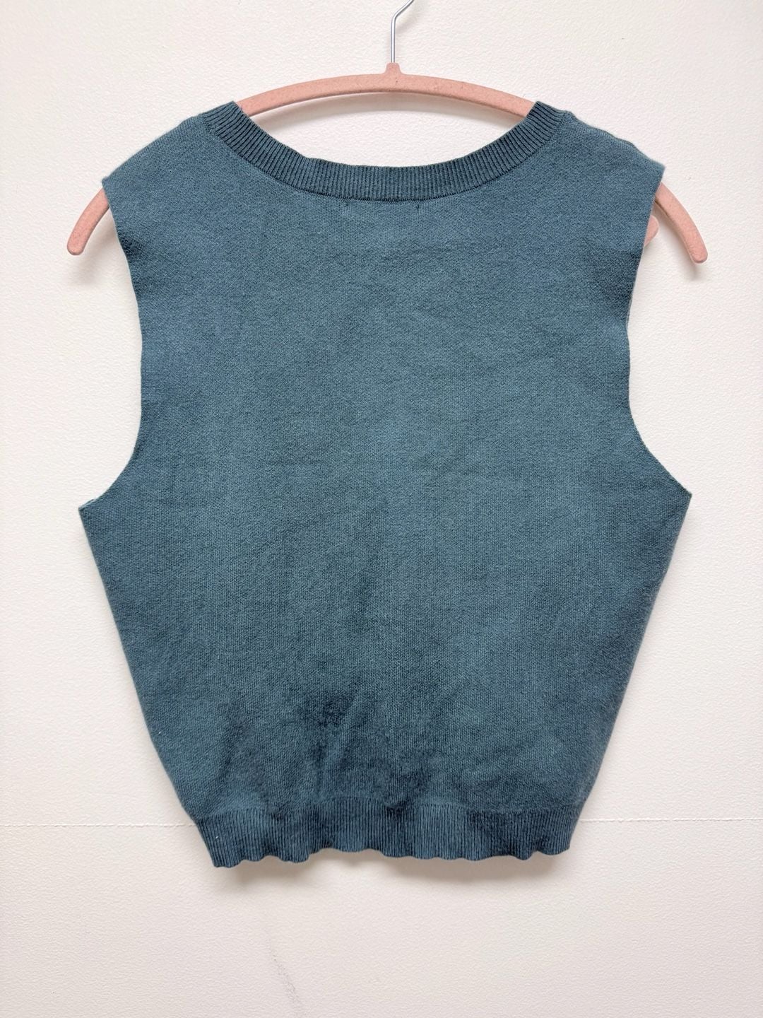 Rachel Zoe Knotted Knit Tank Top Size L Slate Blue Sleeveless 3