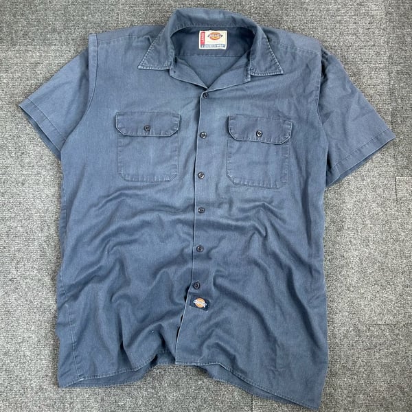 Dickies Short Sleeve Work Shirt Size Large Blue Button Up