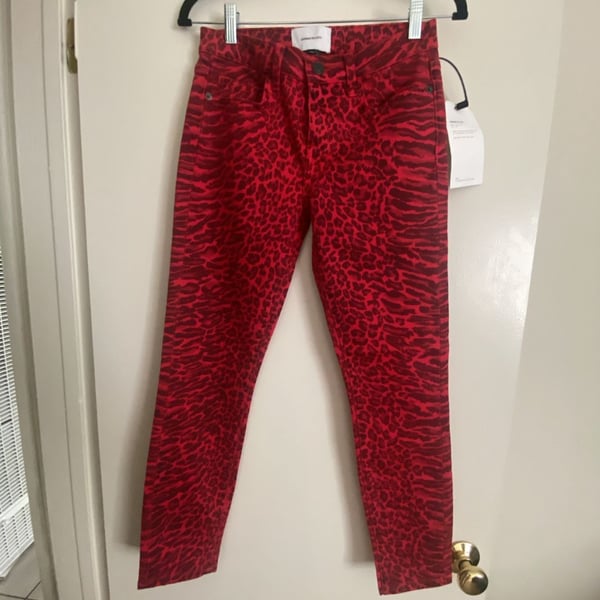 Current/Elliott The Stiletto Jeans Size 25 Red Animal Print New