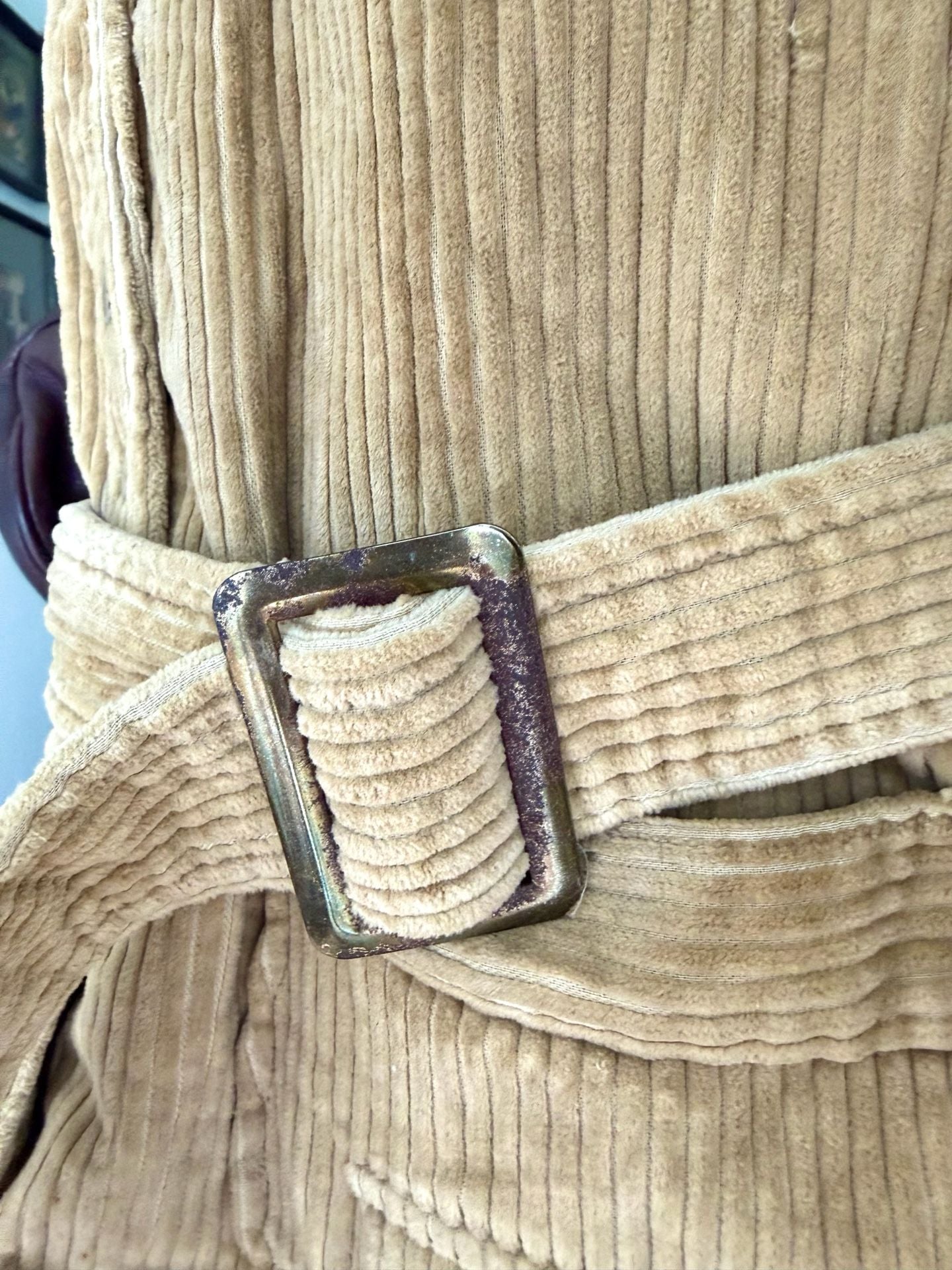 Vintage 70s Tan Corduroy Sherpa Lined Belted Jacket Coat Snap Front Japan Made 8