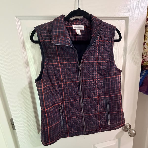 Christopher & Banks Quilted Plaid Vest Size S