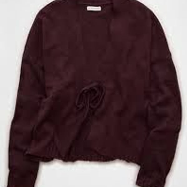 American Eagle Tie-Front Cardigan Size L Burgundy Knit Sweater