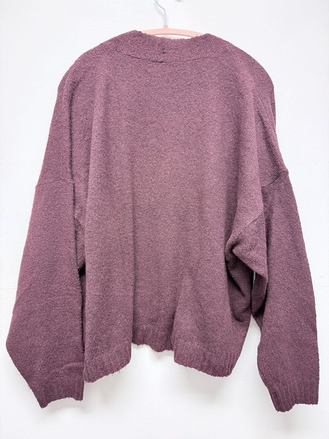 American Eagle Tie-Front Cardigan Size L Burgundy Knit Sweater 5