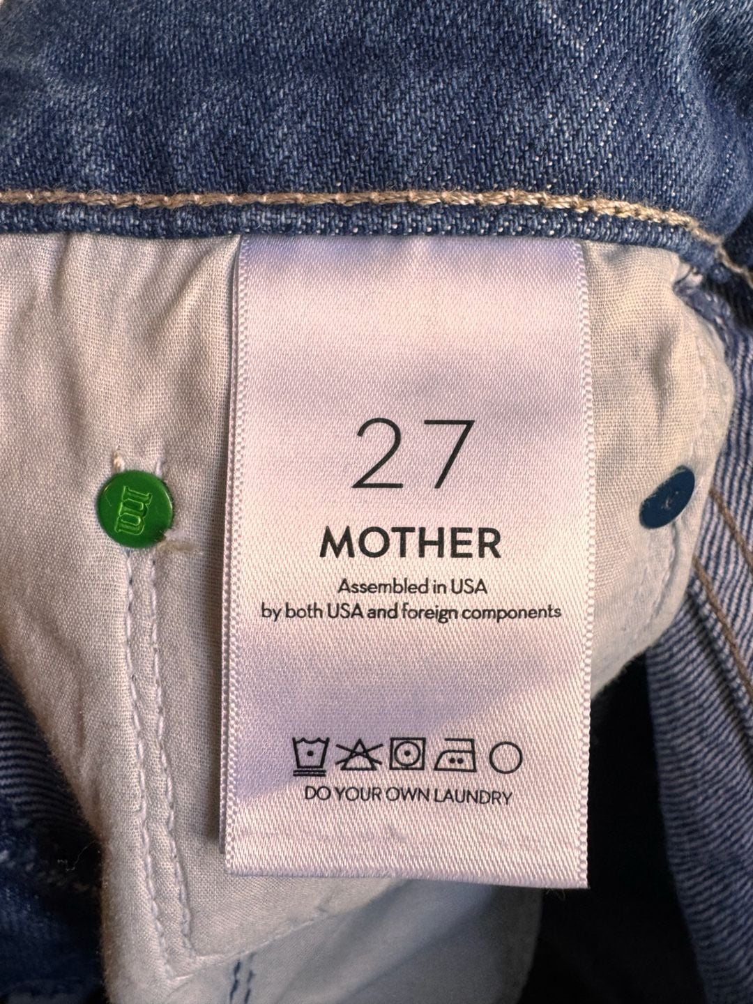 Mother Snacks The Half Eaten Fray Jeans Size 27 Blue Denim 2