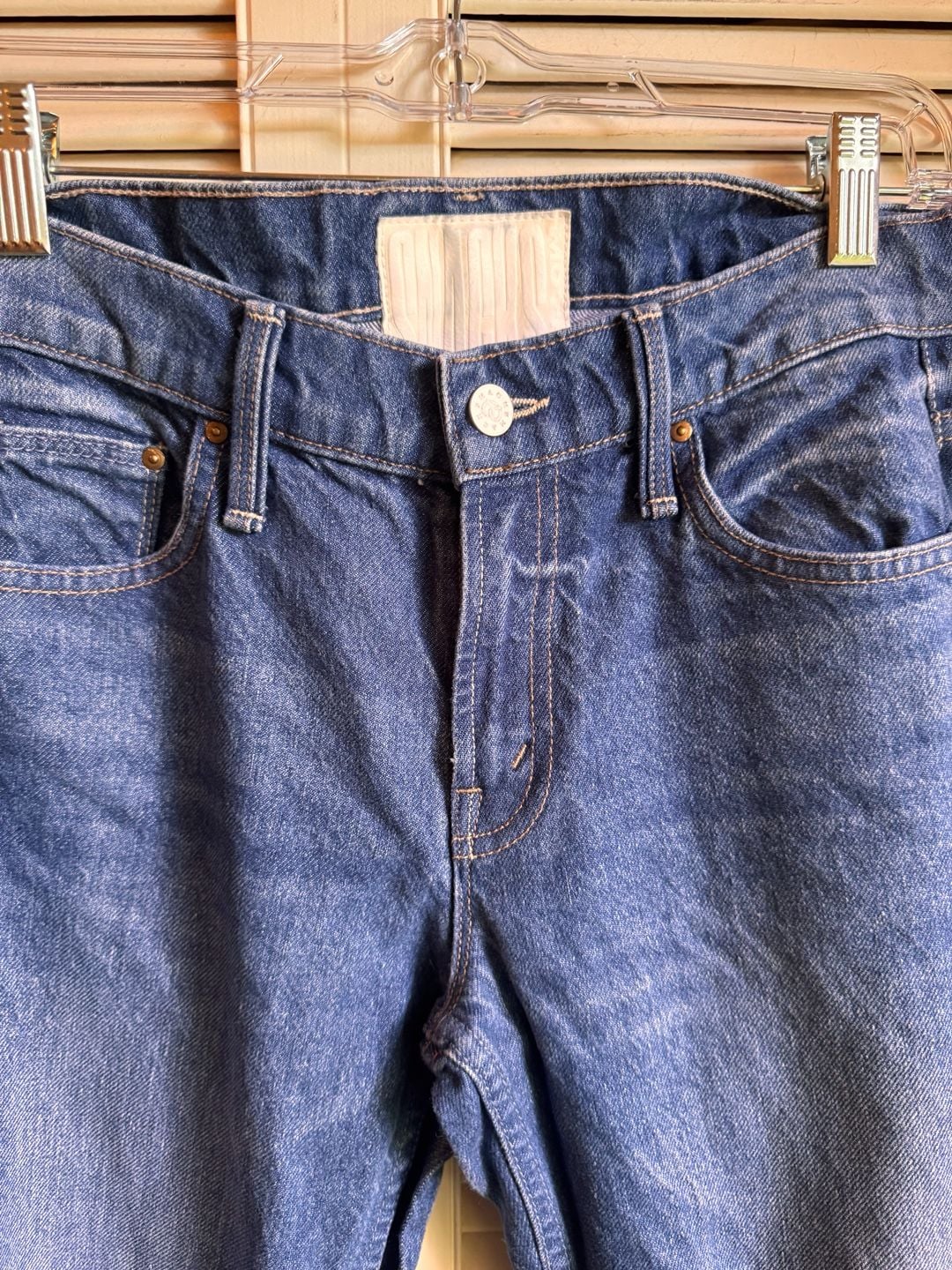 Mother Snacks The Half Eaten Fray Jeans Size 27 Blue Denim 4
