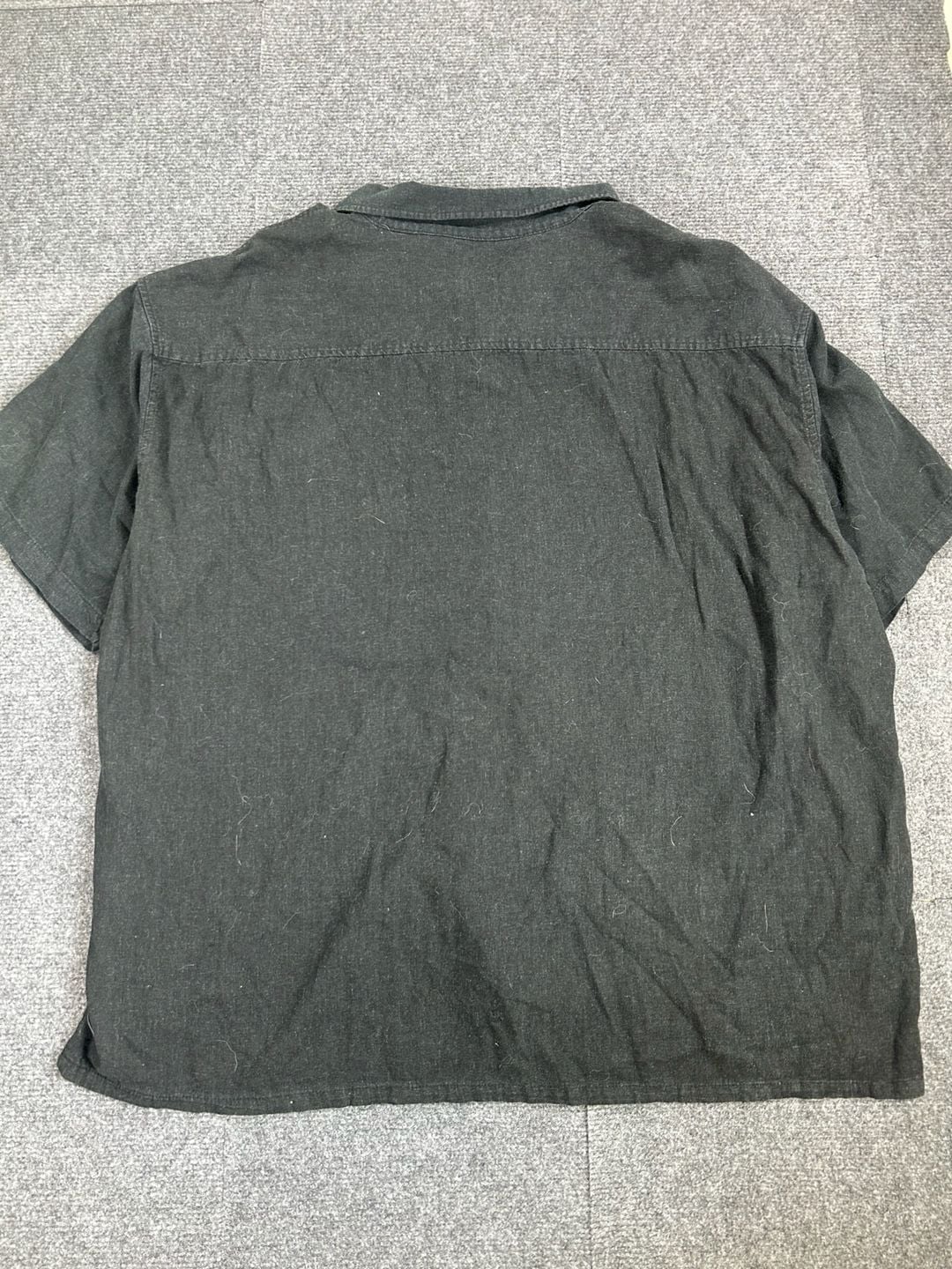 Old Skool Urban Wear Short Sleeve Button Up Shirt Size 4X Black Linen Blend 9