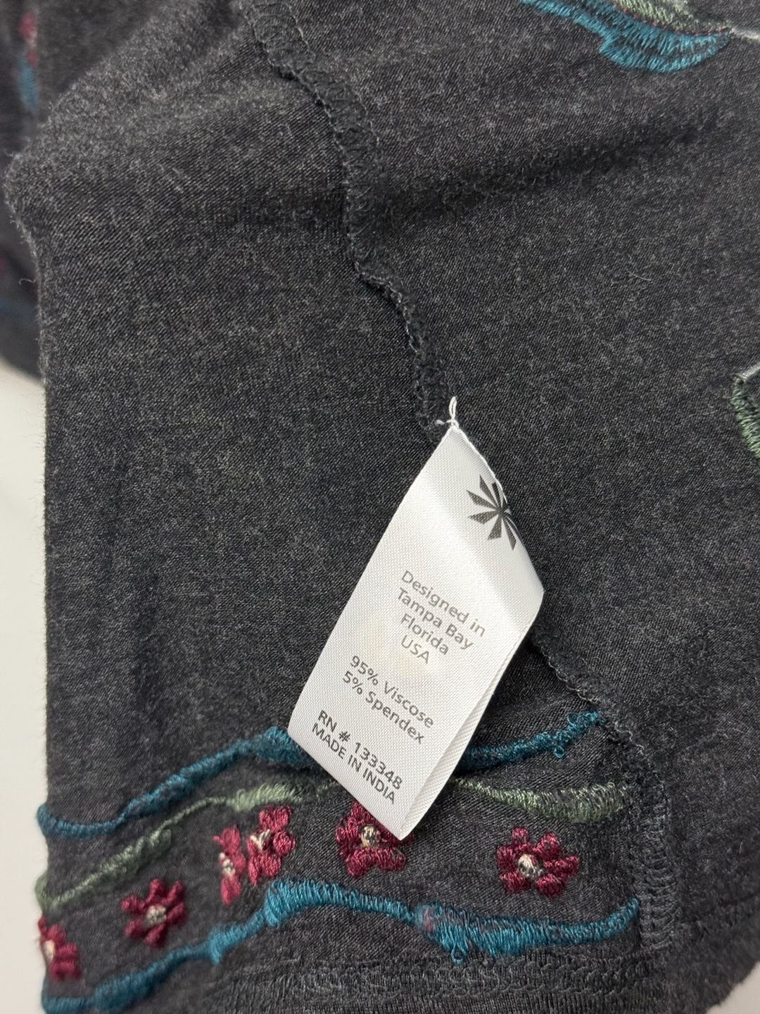 Caite Embroidered Open Front Embroidered Kimono Vest Dark Grey Lg  8