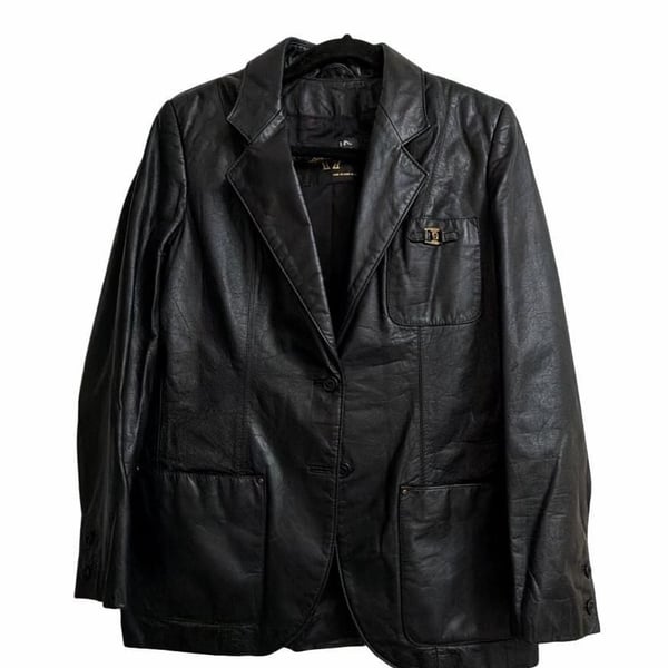 Etienne Aigner Leather Blazer Size 10 Black
