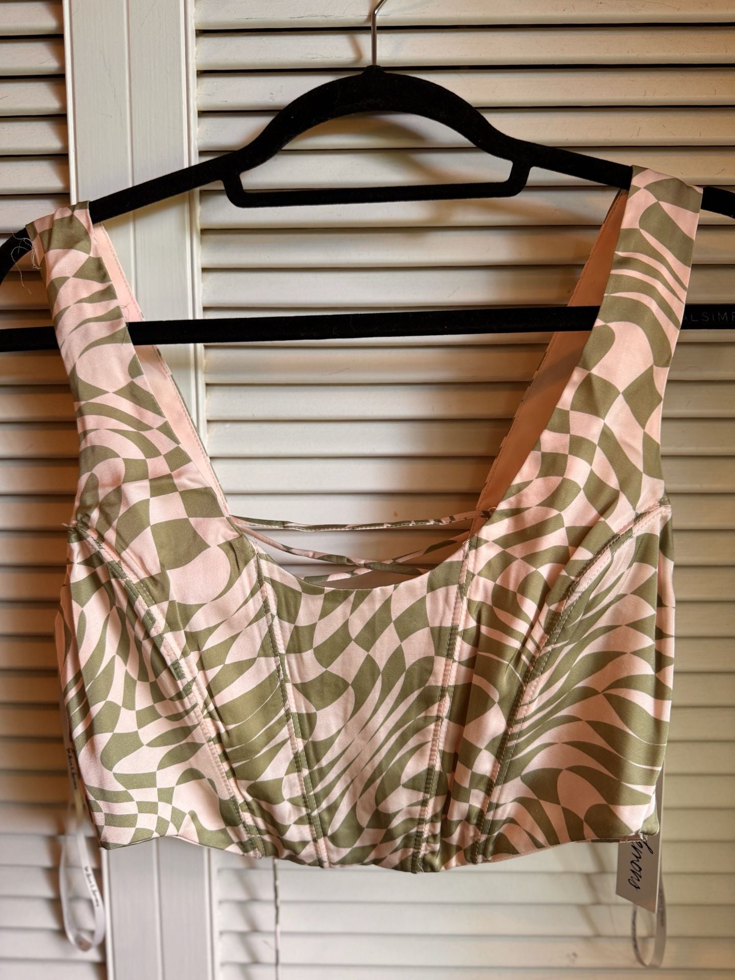 For Love & Lemons Alabaster Swirl Corset Crop Top Size M 2