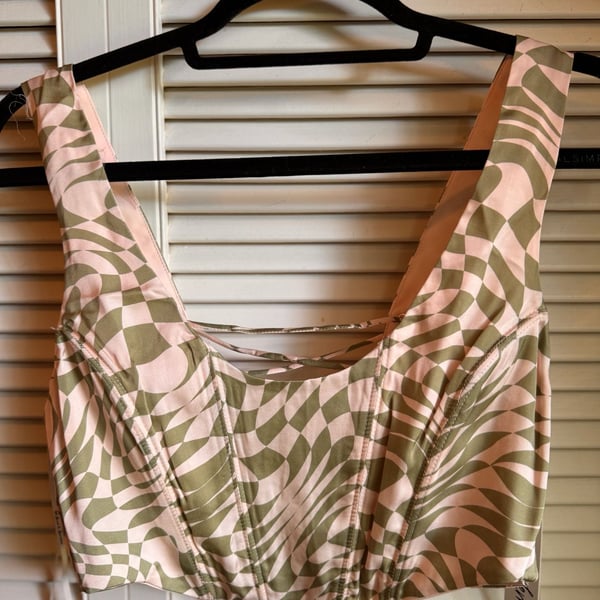 For Love & Lemons Alabaster Swirl Corset Crop Top Size M