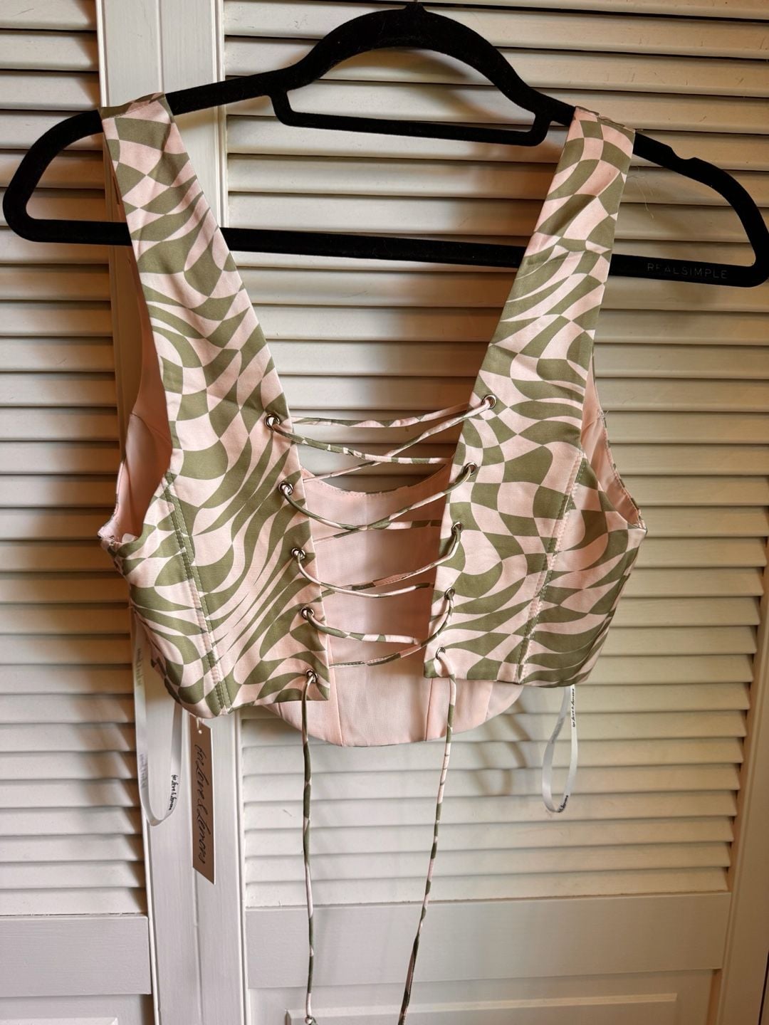 For Love & Lemons Alabaster Swirl Corset Crop Top Size M 3
