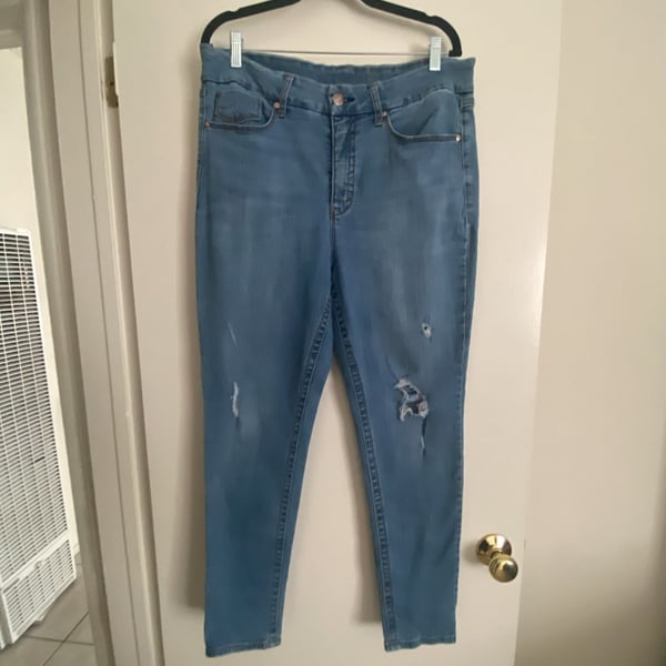 Seven7 Jeans Skinny Distressed Size 16 Blue High Rise