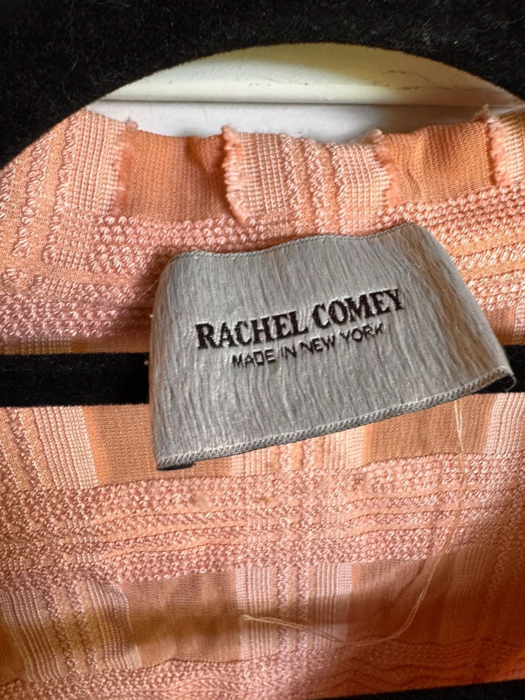 Rachel Comey Short Sleeve Shirt Size 4 Peach Textured Check Blouse 4