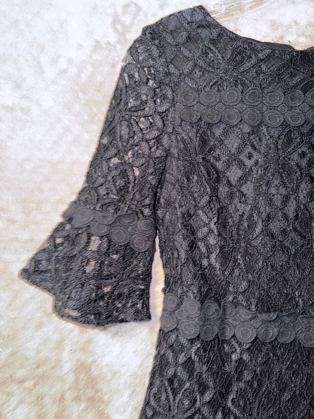 Julia Jordan Lace Dress Black Floral Flare Short Sleeve Mini Women’s Size 2 5