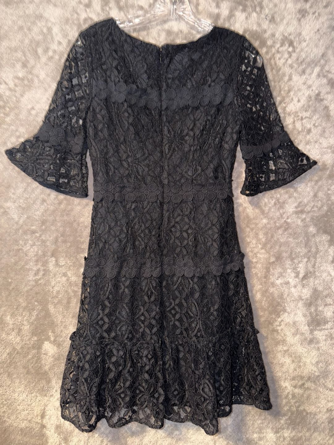 Julia Jordan Lace Dress Black Floral Flare Short Sleeve Mini Women’s Size 2 8