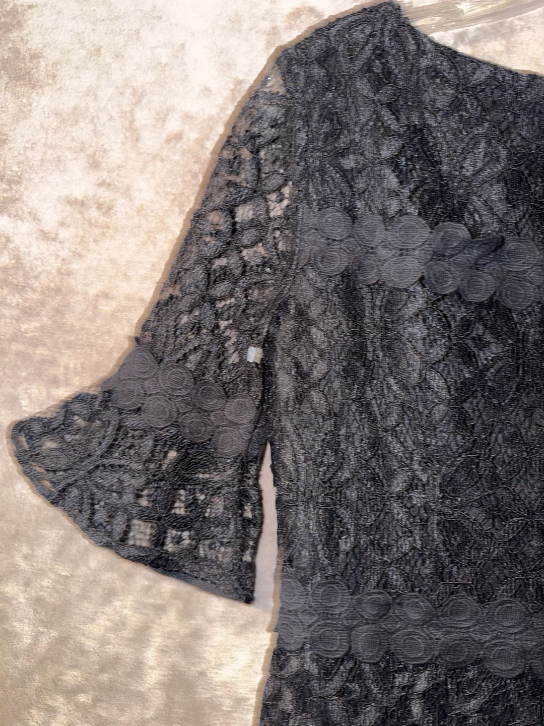 Julia Jordan Lace Dress Black Floral Flare Short Sleeve Mini Women’s Size 2 10