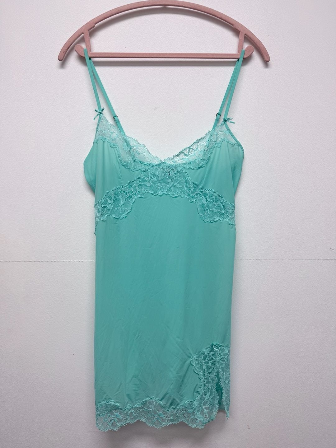 Victoria's Secret Slip Dress Size M Mint Green Lace Chemise 2
